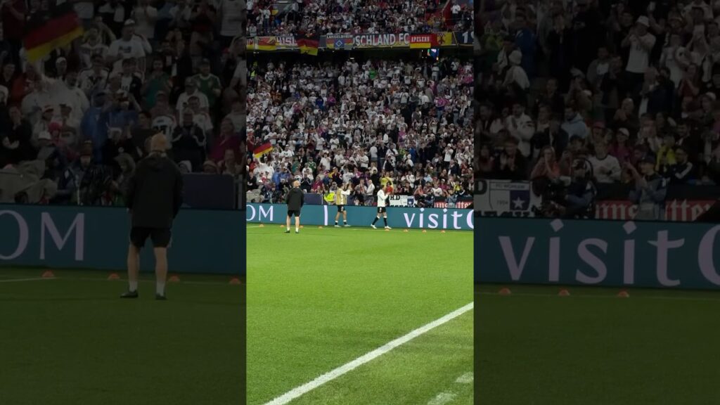 Bayern players Leon Goretzka & Aleksandar Pavlović receiving applause from Germany fans in Munich