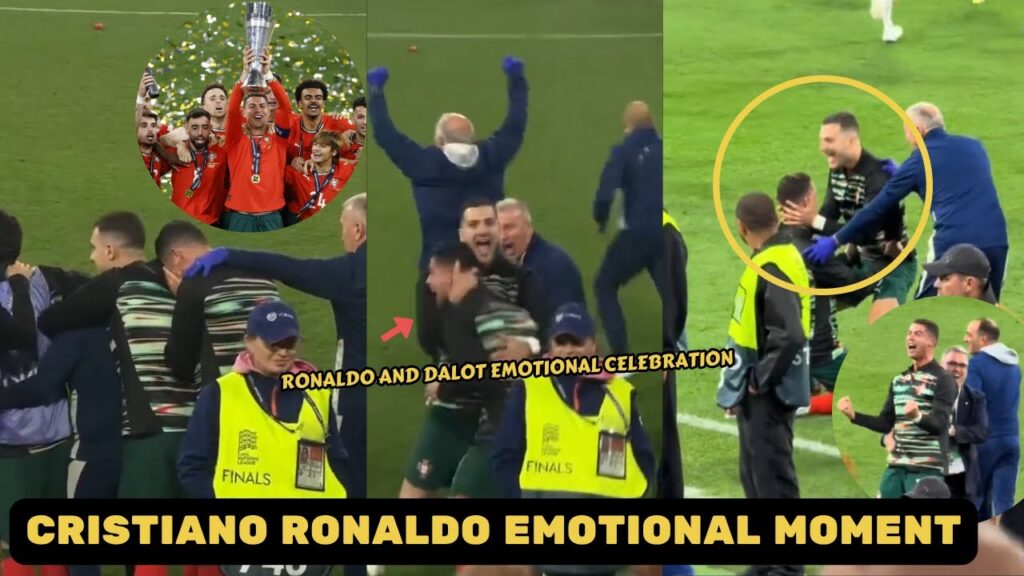 Cristiano Ronaldo emotional celebration with Diogo Dalot after Portugal Nations League win