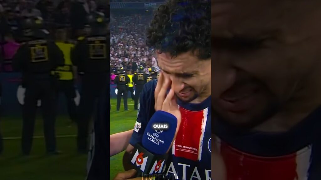 Les larmes de Marquinhos 🥹 #foot #football #psg #parissaintgermain #championsleague #marquinhos