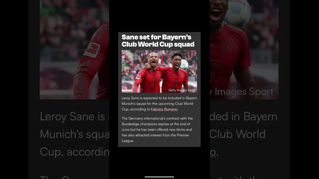 Leroy Sane set for club World Cup with Bayern Munich #jsytalksfootball #bayernmunich #news