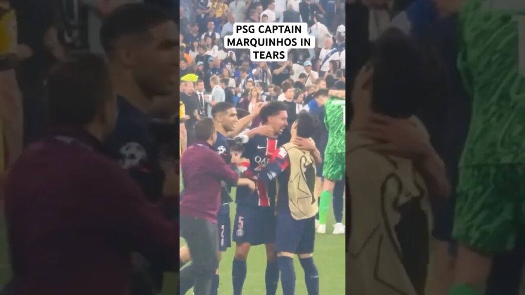 Watch the moment Marquinhos break down in tears after the final whistle in the #UCL final