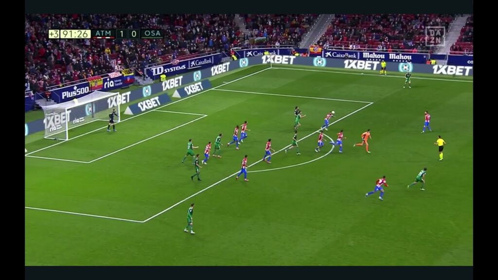 Yannick Carrasco hits the post from 50 meters out