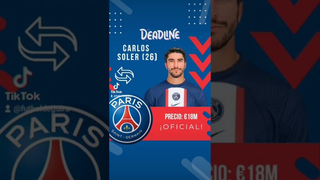 ✅ ¡Oficial! Carlos Soler 🇪🇸 ya es nuevo jugador del PSG, procedente del Valencia 🇫🇷🔵