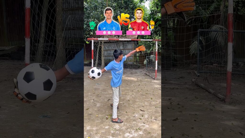 Courtois 🆚 Ronaldo 1v1 challenge ⁉️⚽️🔥🤯#shorts #football #trending #ronaldo #goalkeeper