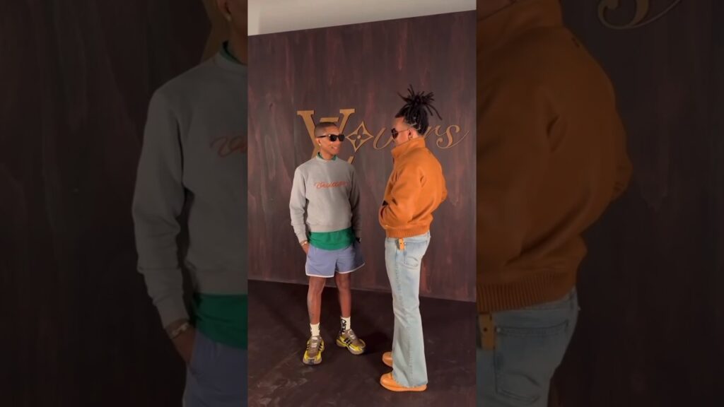 ❤️ Jules Koundé avec la star Pharrell Williams au Louis Vuitton Fashion Show (Barça) #shorts