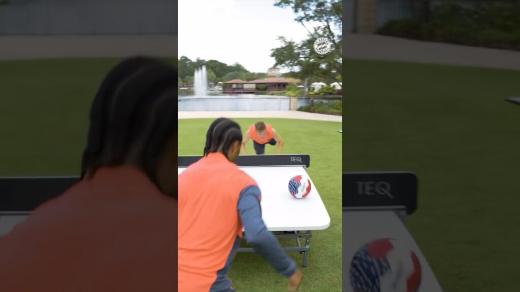 Serge Gnabry vs Joshua Kimmich on foottennis during FC Bayern training session!
