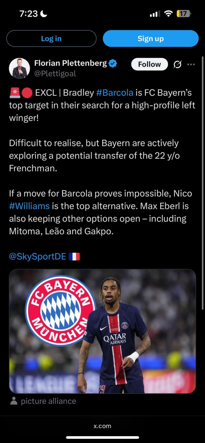 Barcola is Bayern’s #1 target?