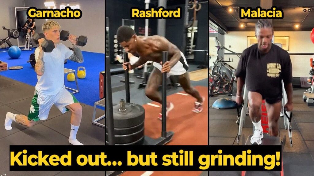 Garnacho, Rashford, Malacia show off intense training after being banned from Carrington