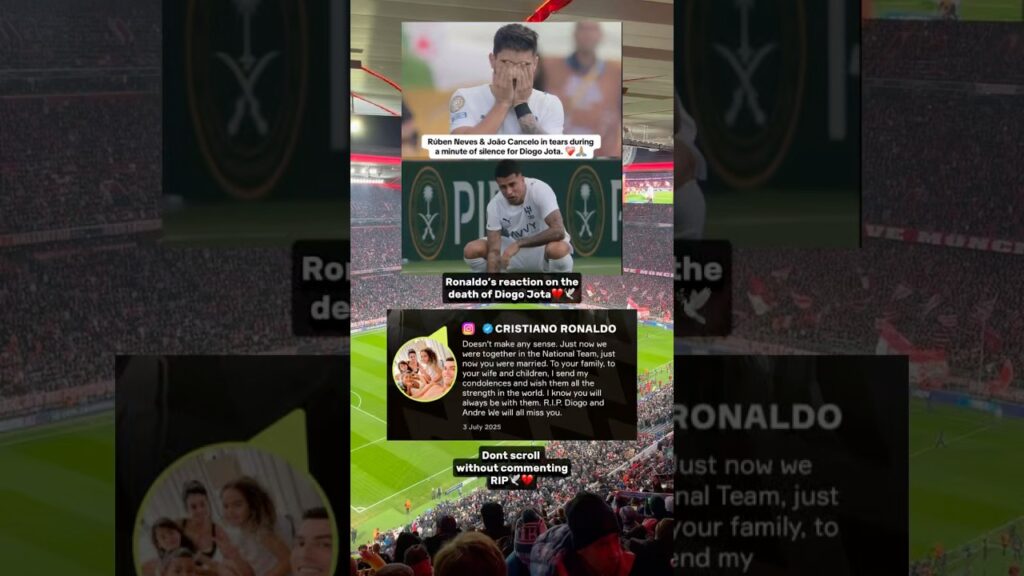 Ruben Neves and Joao Cancelo cried during the silent minute for Diogo Jota💔🕊️