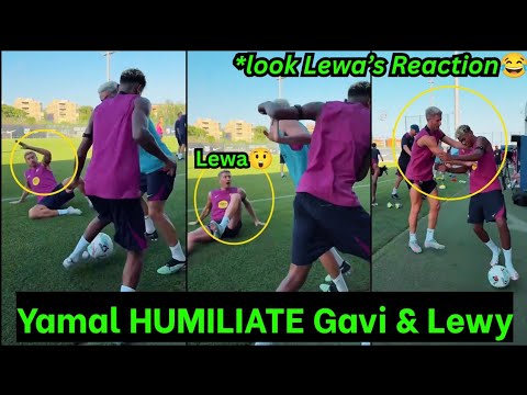 Moment Lamine Yamal SHOCKED Lewandowski & Gavi with his CRAZY SKILLS in Barca Training Today