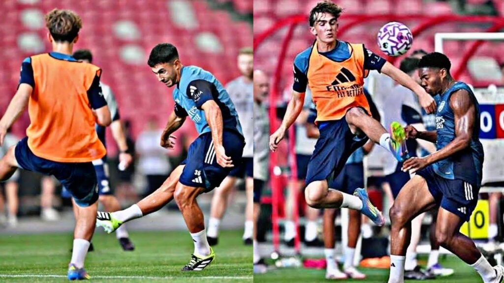 Arsenal Training  Today In Singapore Ahead Of  Ac milan Friendly/Zubimendi,Saka,Martinelli,Calafiori