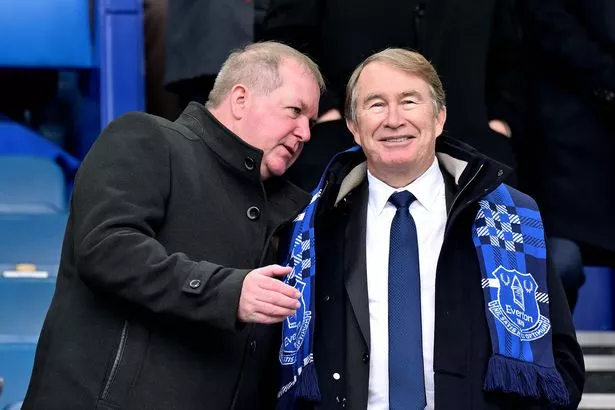 Interim chief executive Colin Chong and new executive chairman Marc Watts during the match between Everton and Chelsea at Goodison Park on December 22, 2024