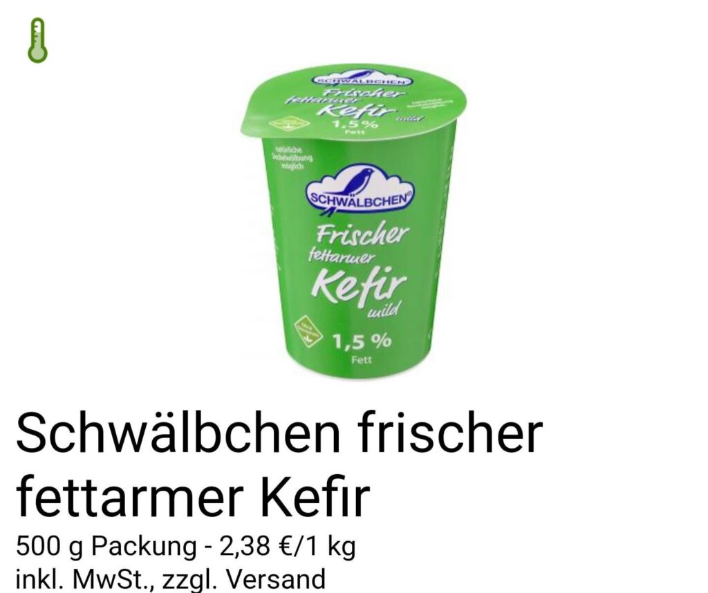Hält Schwälbchen frischer fettarmer Kefir 1,5% fett 1 Monat im Kühlschrank?