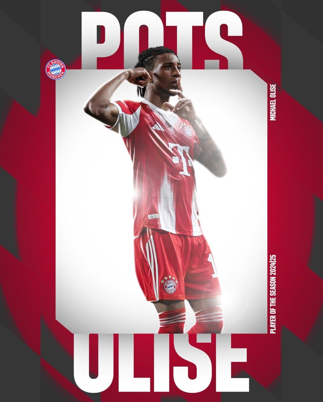 Michael Olise has been voted Bayern's 2024/25 Player of the Season