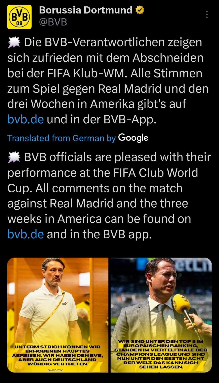 Club's takeaways from the CWC (Translation in comments)