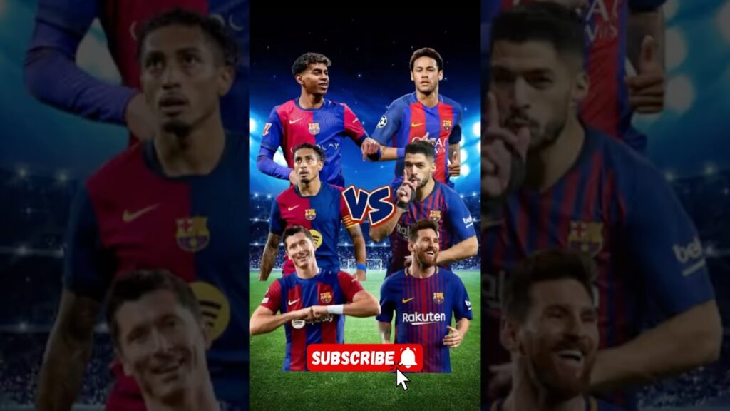 Messi🐐 Neymar🥶 Suarez☠️ Vs Yamal🤴Lewandowski🚀 Raphinha💣 #soccer #messi #football #neymar