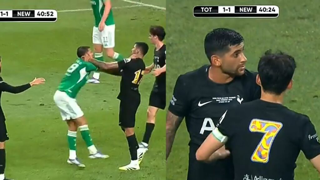 Cristian Romero vs Bruno Guimarães fight as Son Heung-min calms situation vs Tottenham vs Newcastle