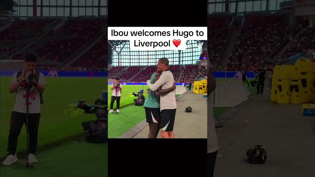 Konate welcomes Hugo Etikite to Liverpool ❤️ #YNWA #LFC #Fy #Fyp #explore #shorts