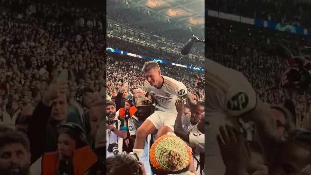 Kroos Gets Lifted by Antonio Rüdiger 😂 #RealMadrid #ToniKroos #Rudiger #HalaMadrid #LaLiga #saiks13