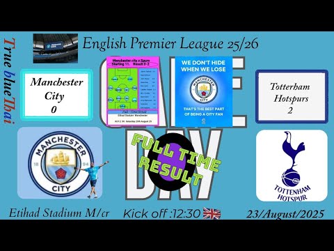 Manchester City 0-2 spurs . 24/8/25. Etihad St Manchester. Match day review and player ratings