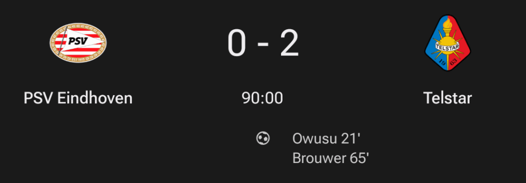 Telstar 0-2 PSV
