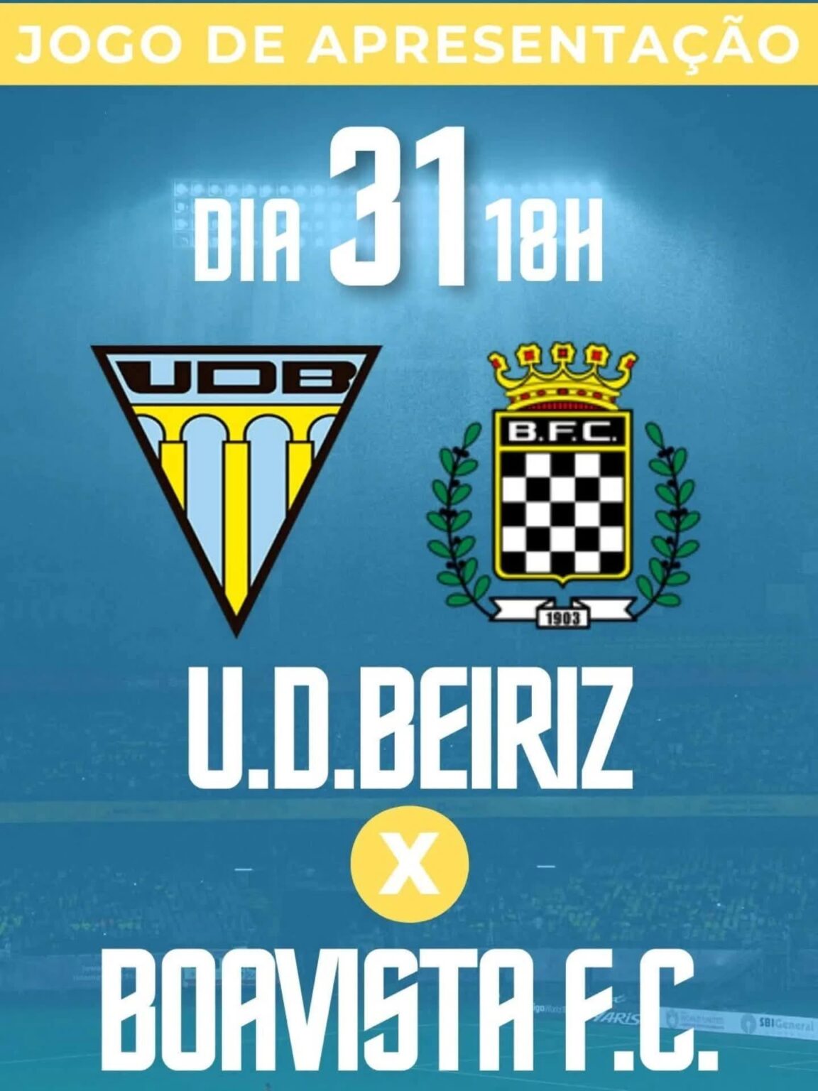 Domingo jogo de apresentação do Beiriz. Custo 3 euros. Estádio Municipal Póvoa de Varzim