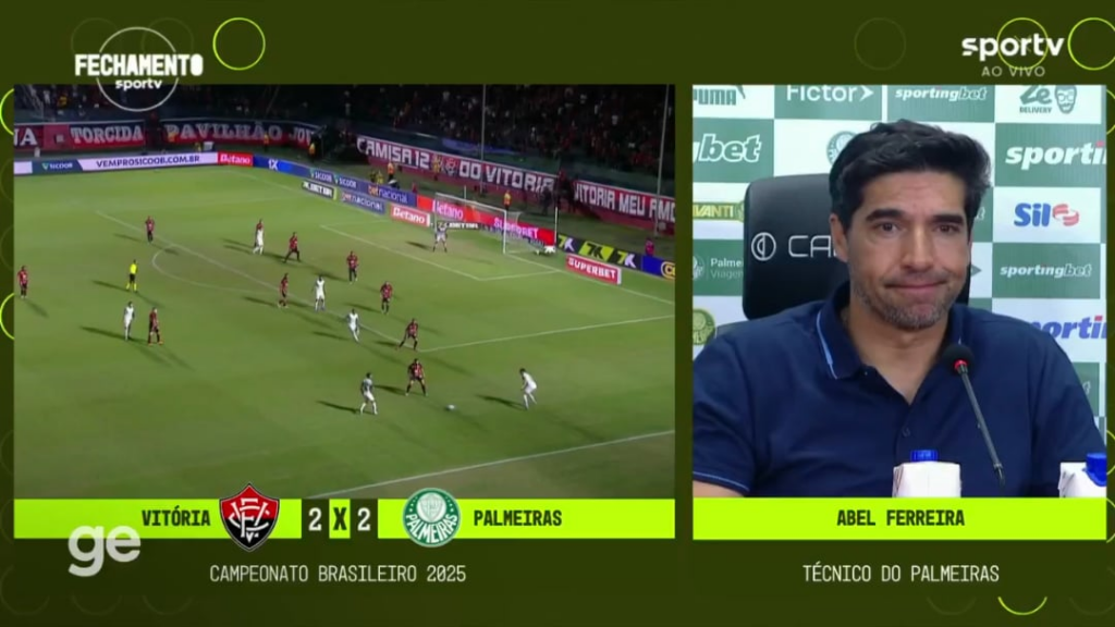 Abel Ferreira simplesmente saiu da coletiva no meio da pergunta do repórter (Entrevista pós-jogo de Vitória x Palmeiras)