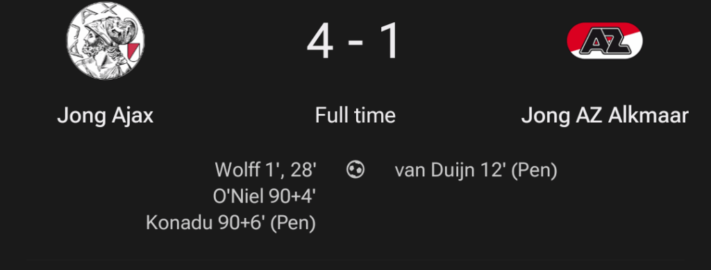Jong Ajax wins against Jong AZ: 4-1