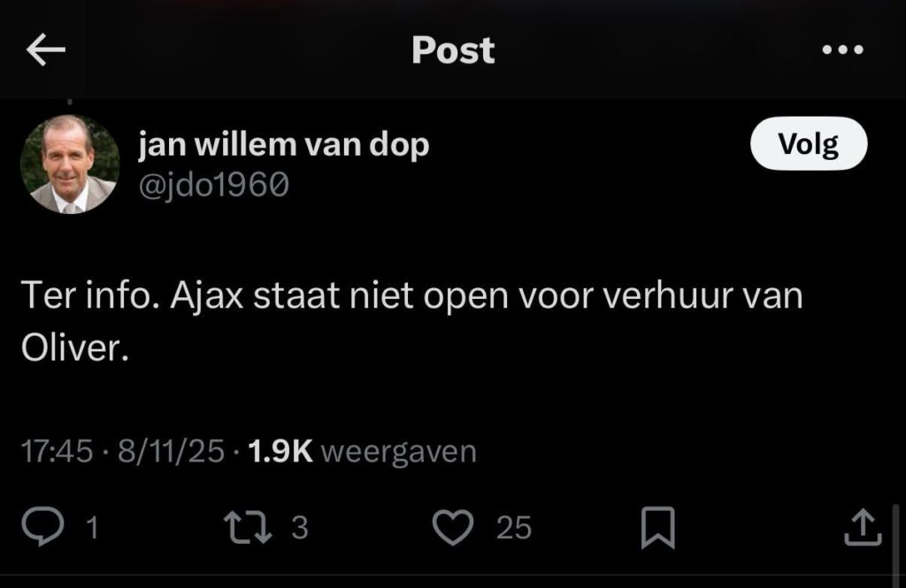 Go Ahead Eagles CEO Van Dop on X: “Ajax aren’t willing to loan out Olivier [Edvardsen]