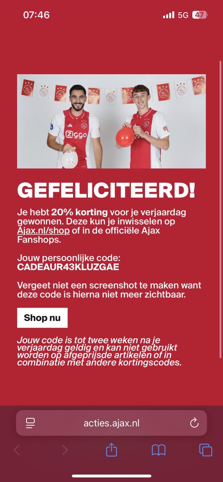 20% korting Ajaxshop