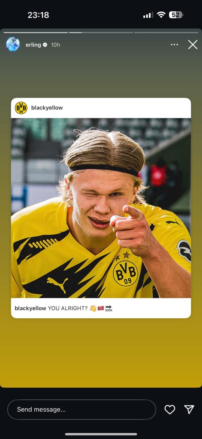 Haalands instagram story 😭