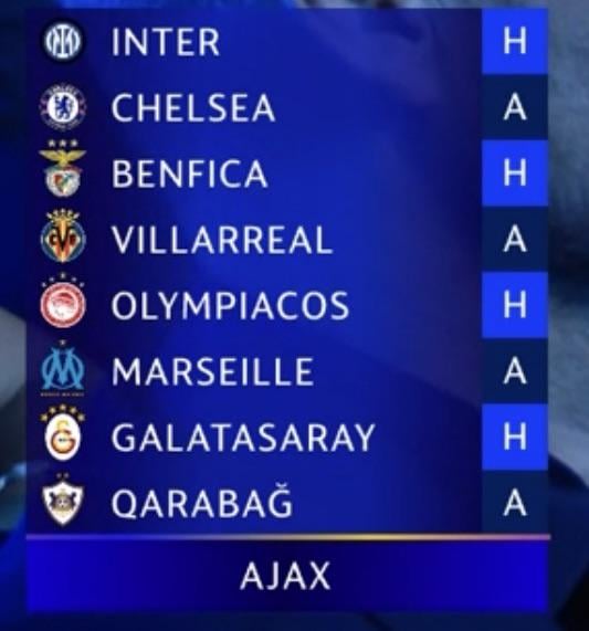 Ajax CL draw 24/25