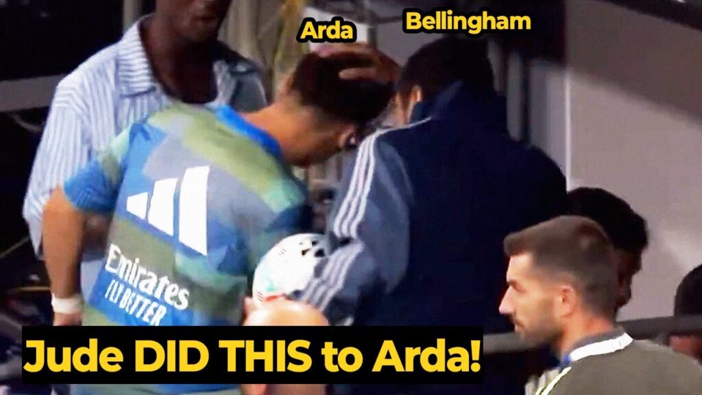 Jude Bellingham salutes Arda Güler after the match against Mallorca