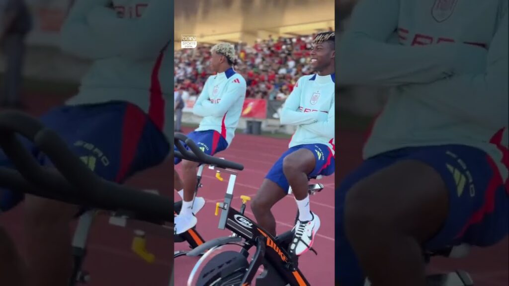 Lamine Yamal and Nico Williams don’t just play football, they also cycle 😅🚴‍♂️