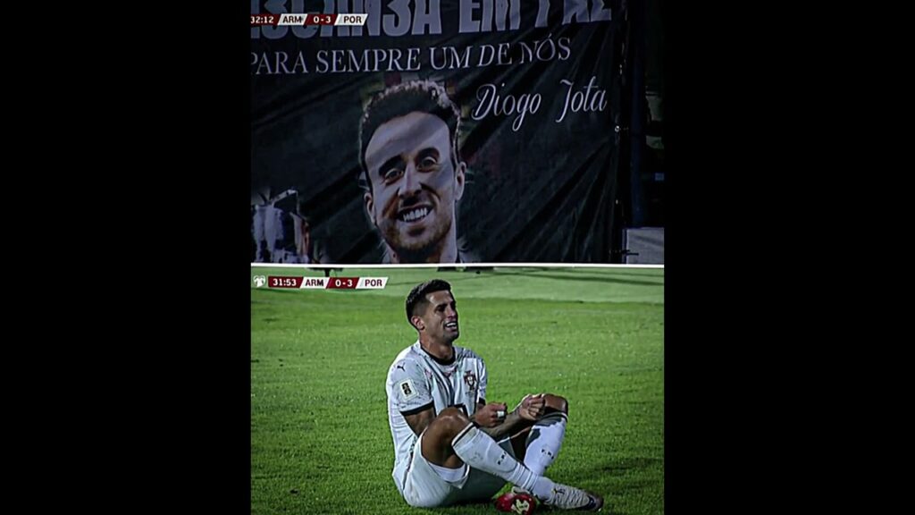 Joao Cancelo hits Diogo Jota's FIFA celebrationafter scoring for Portugal