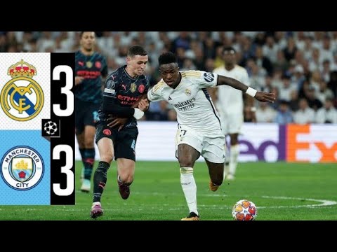 Real Madrid vs Manchester City Champions League Quarter Final 2024 at Santiago Bernabeu! Goals! #ucl