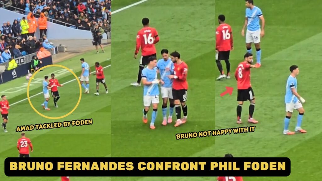 Bruno Fernandes CONFRONTS Phil Foden after tackle on Amad Diallo