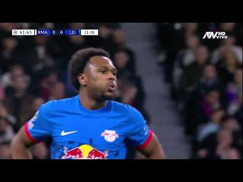 Real Madrid vs. Leipzig: Loïs Openda tuvo la ocasión más clara del partido con un potente remate