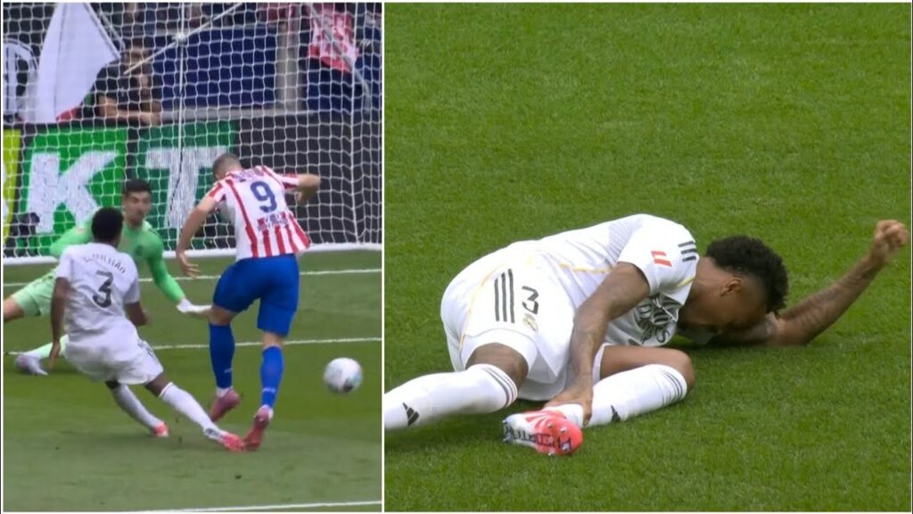 💔 Éder Militão EXCELLENT DEFENDING to stop Sørloth and SUSTAINING INJURY vs Atlético Madrid