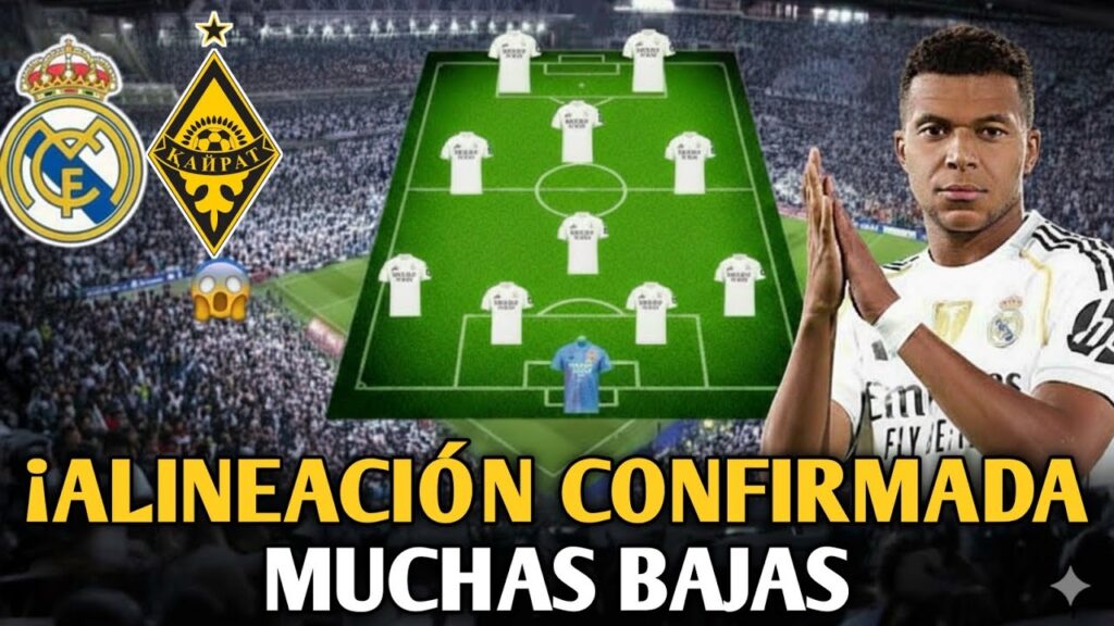🚨URGENTE ! ¡ALINEACIÓN DEL REAL MADRID CONFIRMADA PARA EL PARTIDO CONTRA EL KAIRAT ALMATY!