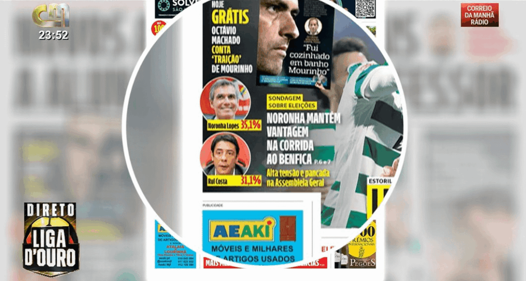 Sondagem 26 setembro - Noronha com 35,1% e Rui Costa com 31,1‰. Resultados completos saem hoje.