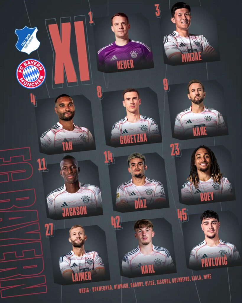 Our lineup against Hoffenheim