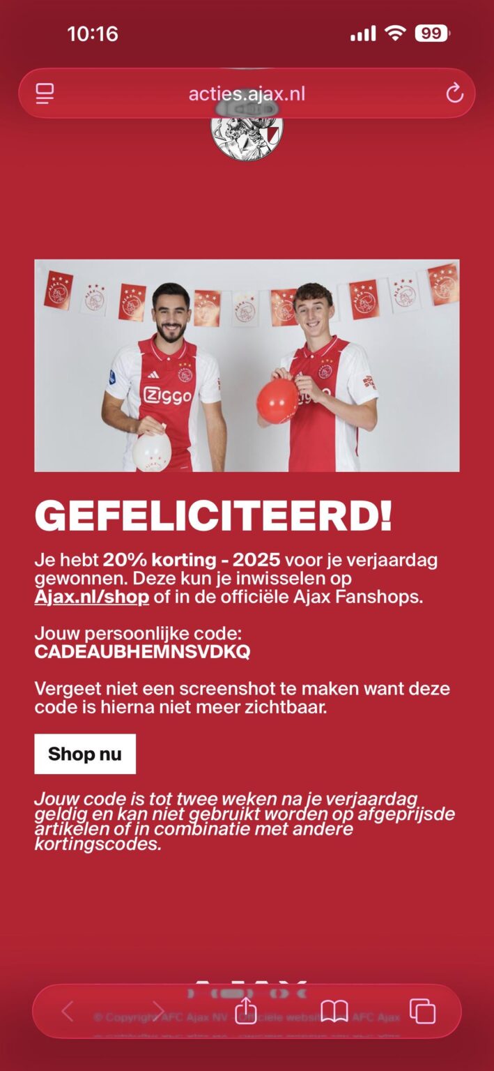 20% korting verjaardag