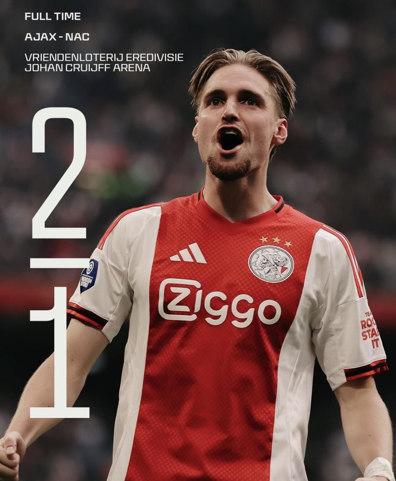 Ajax wins 2-1 at home against NAC Breda