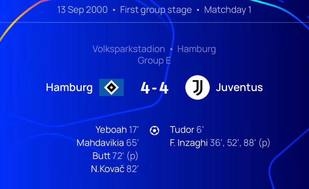 Last time Juve had a 4:4 result in the champions league (jaw drop clickbait)