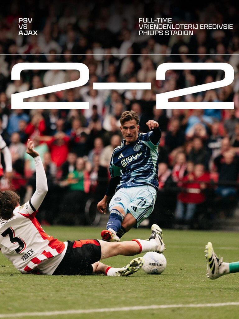 PSV - Ajax ends all square after a late equaliser by Gloukh
