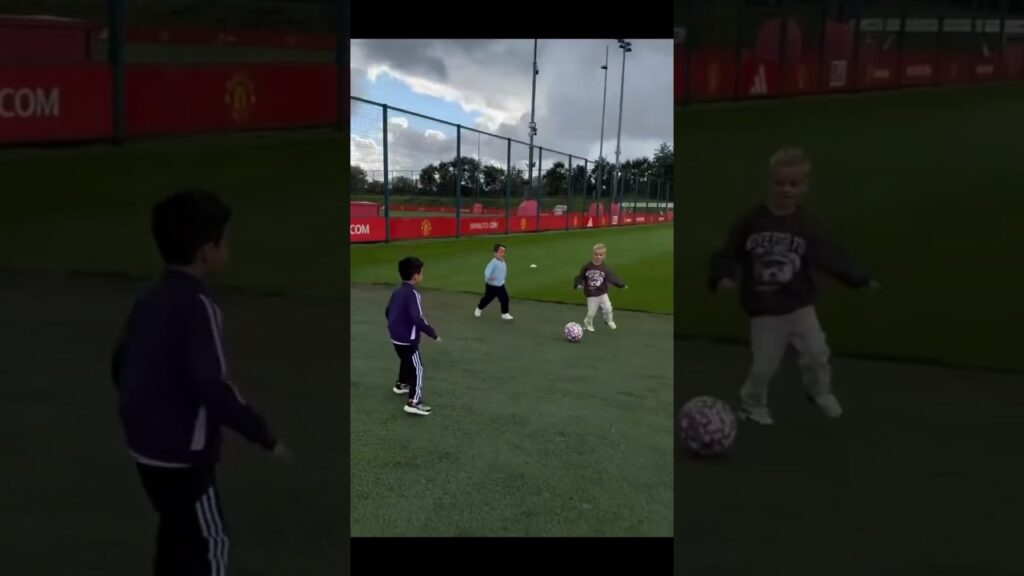 Bruno Fernandes & Casemiro sons having fun at Carrington 😅