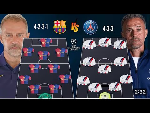 🚨Les Compos Probables des deux equipes pr ce choc en #ucl #barca #psg #dembélé #lamineyamal #laliga