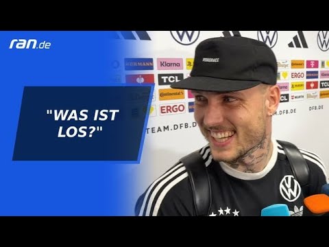 DFB-Team - David Raum lacht über Reporter: "Was ist los?!"