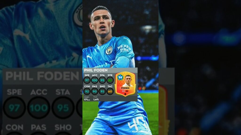 potential rating card for Phil Foden in Dream League Manchester City Star Midfielder  #dls #shorts